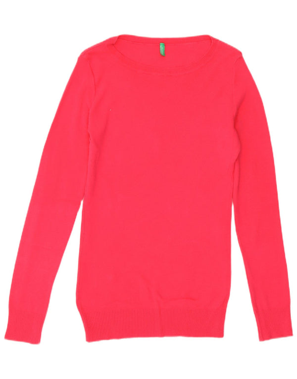 Maglione da donna con scollo a barca Benetton UK 12 Cotone rosa medio
