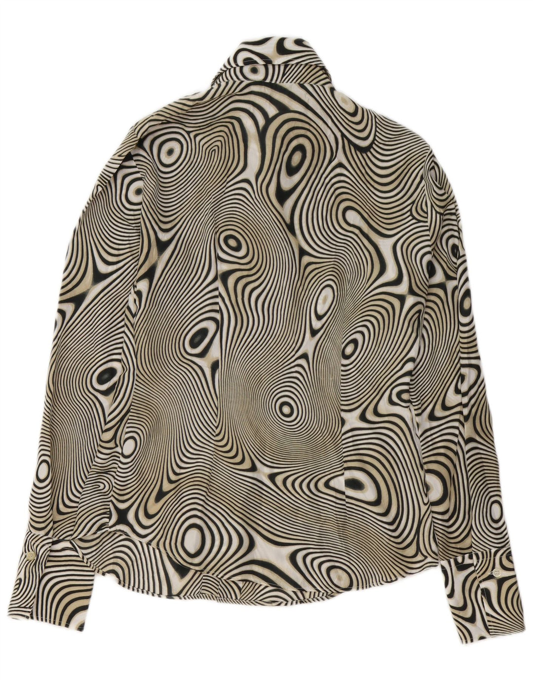 BENETTON Camicia da donna con motivo astratto Camicetta UK 14 Media Nera