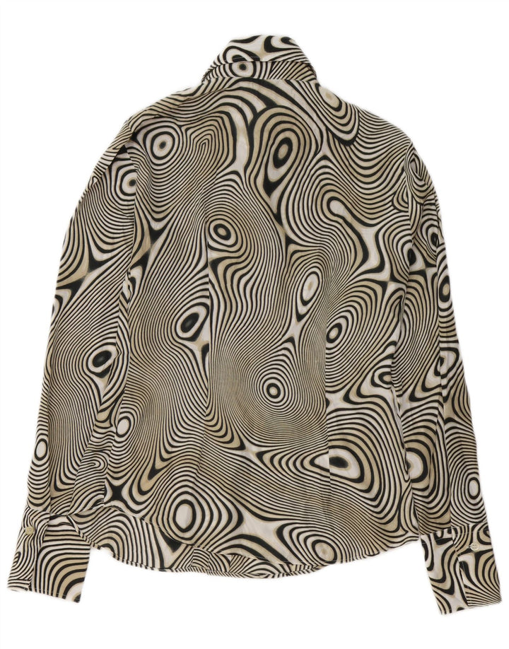 BENETTON Camicia da donna con motivo astratto Camicetta UK 14 Media Nera