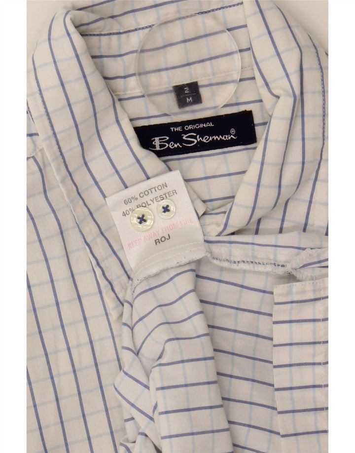 Camicia a maniche corte da uomo Ben Sherman in cotone a quadri blu medio