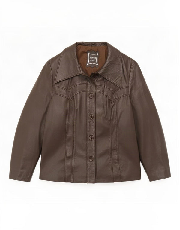 Giacca in pelle vintage da donna IT 44 Marrone medio