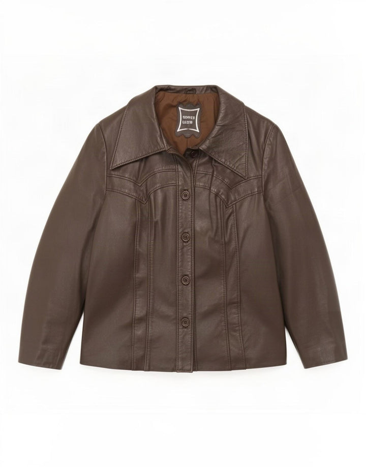 Giacca in pelle vintage da donna IT 44 Marrone medio