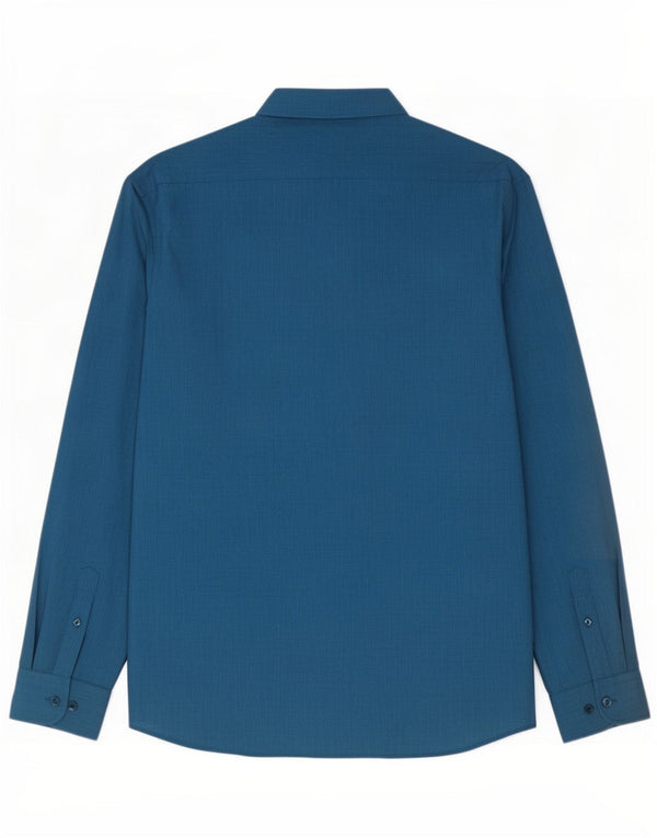 Camicia da uomo slim fit Pierre Cardin XL in cotone blu