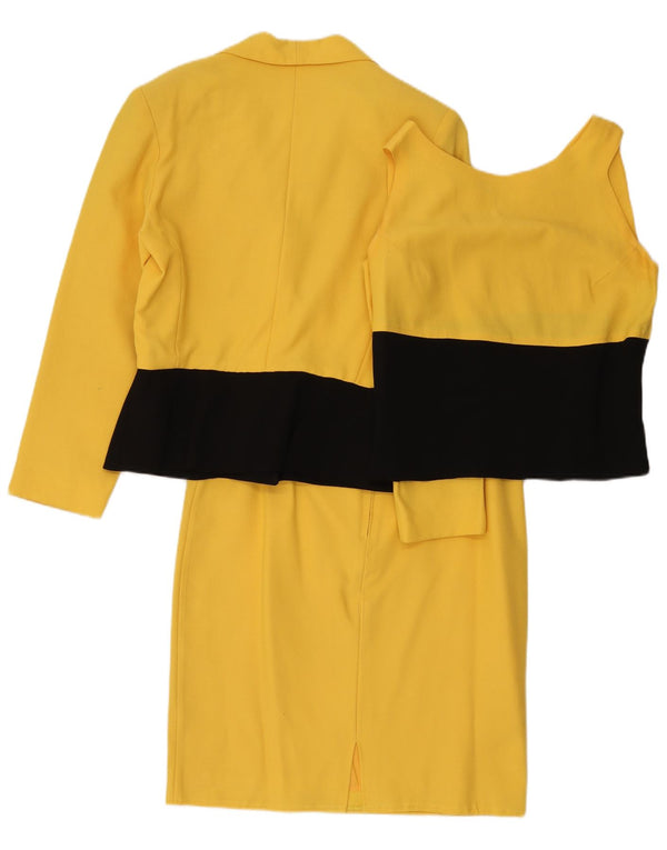 Set gonna vintage da donna in 3 pezzi UK 12 medio W30 color block giallo