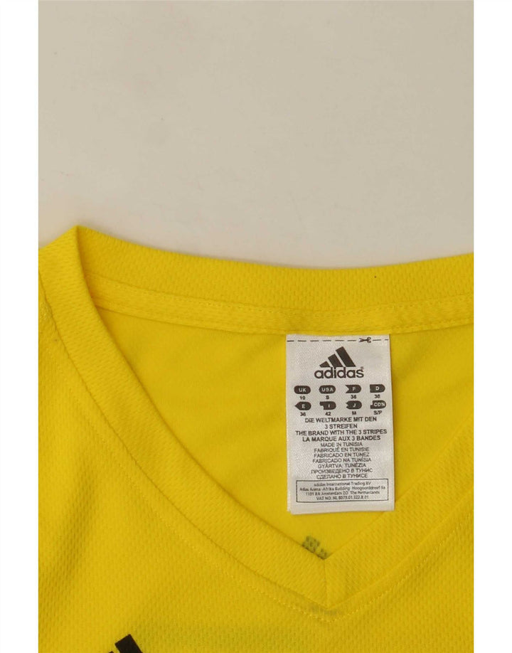 T-shirt grafica Adidas Climalite da donna Top UK 10 Small Giallo Poliestere