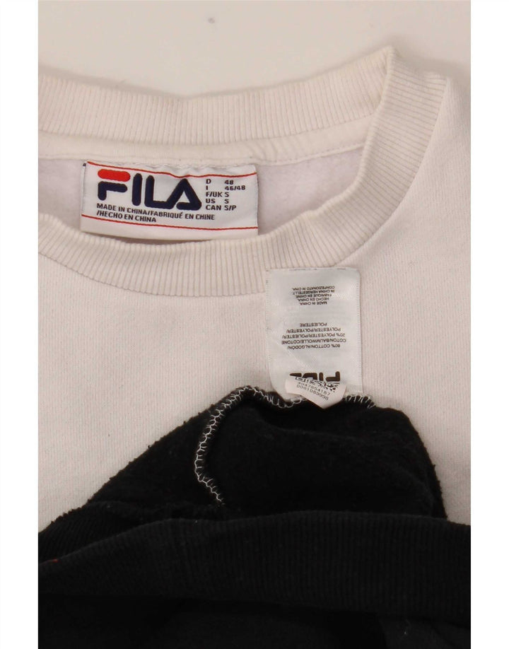 Fila Felpa grafica da uomo Maglione piccolo cotone color block bianco