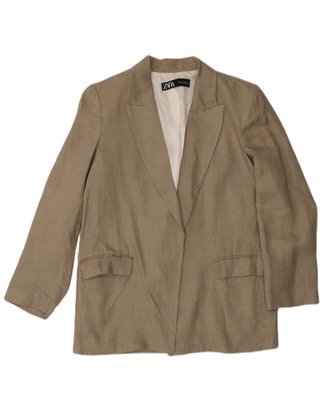 Giacca blazer aperta da donna Zara UK 16 grande lino beige