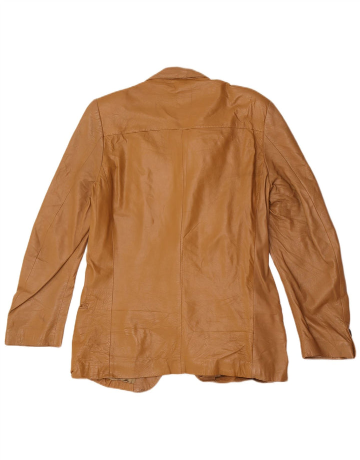 Giacca blazer in pelle vintage da uomo a 2 bottoni IT 48 Beige medio