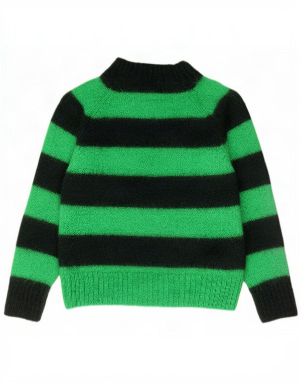 Maglione maglione collo alto da donna Cos UK 12 Mohair a righe verde medio