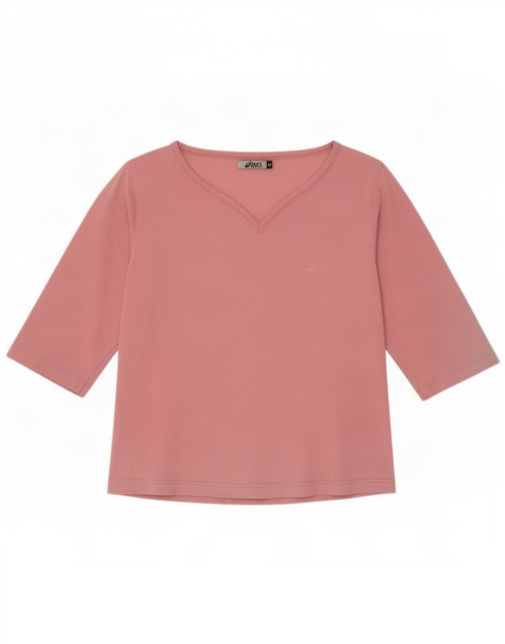 Top Asics Donna Manica 3/4 UK 12 Cotone Rosa Medio
