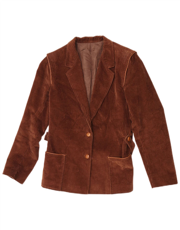 Giacca blazer da donna a 2 bottoni in velluto a coste Carol IT 42 cotone marrone medio