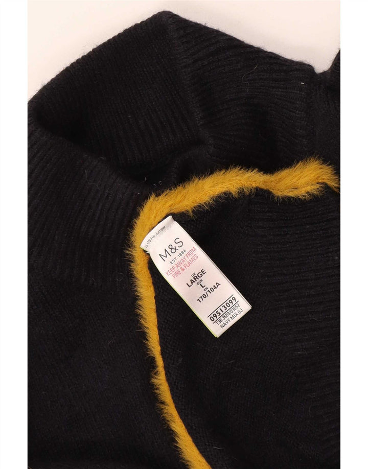 Maglione maglione da uomo Marks & Spencer a collo alto, grande, color block blu navy