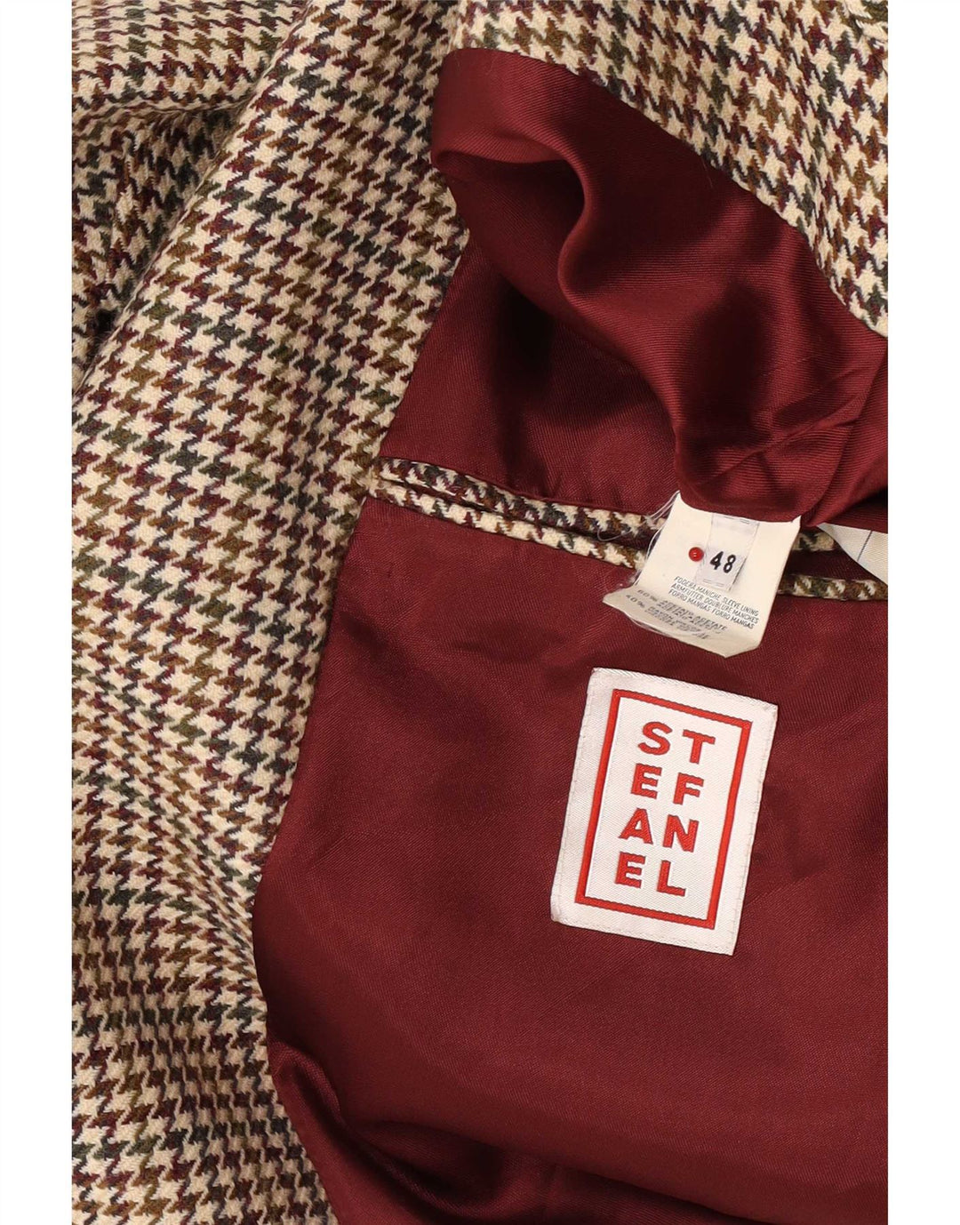 Giacca blazer da uomo a 2 bottoni Stefanel IT 48 acetato pied de poule marrone medio
