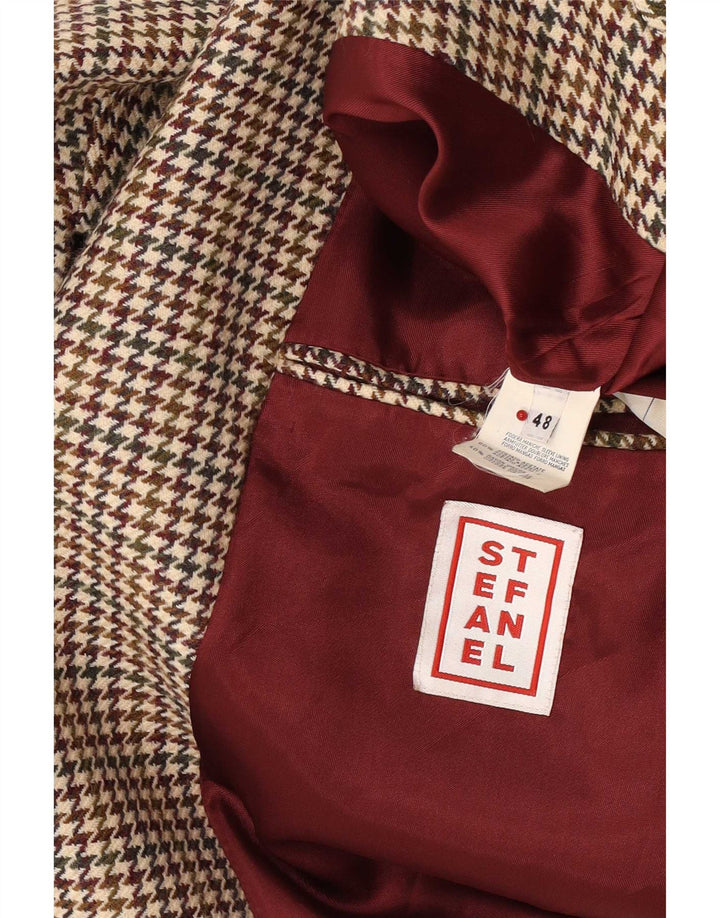 Giacca blazer da uomo a 2 bottoni Stefanel IT 48 acetato pied de poule marrone medio