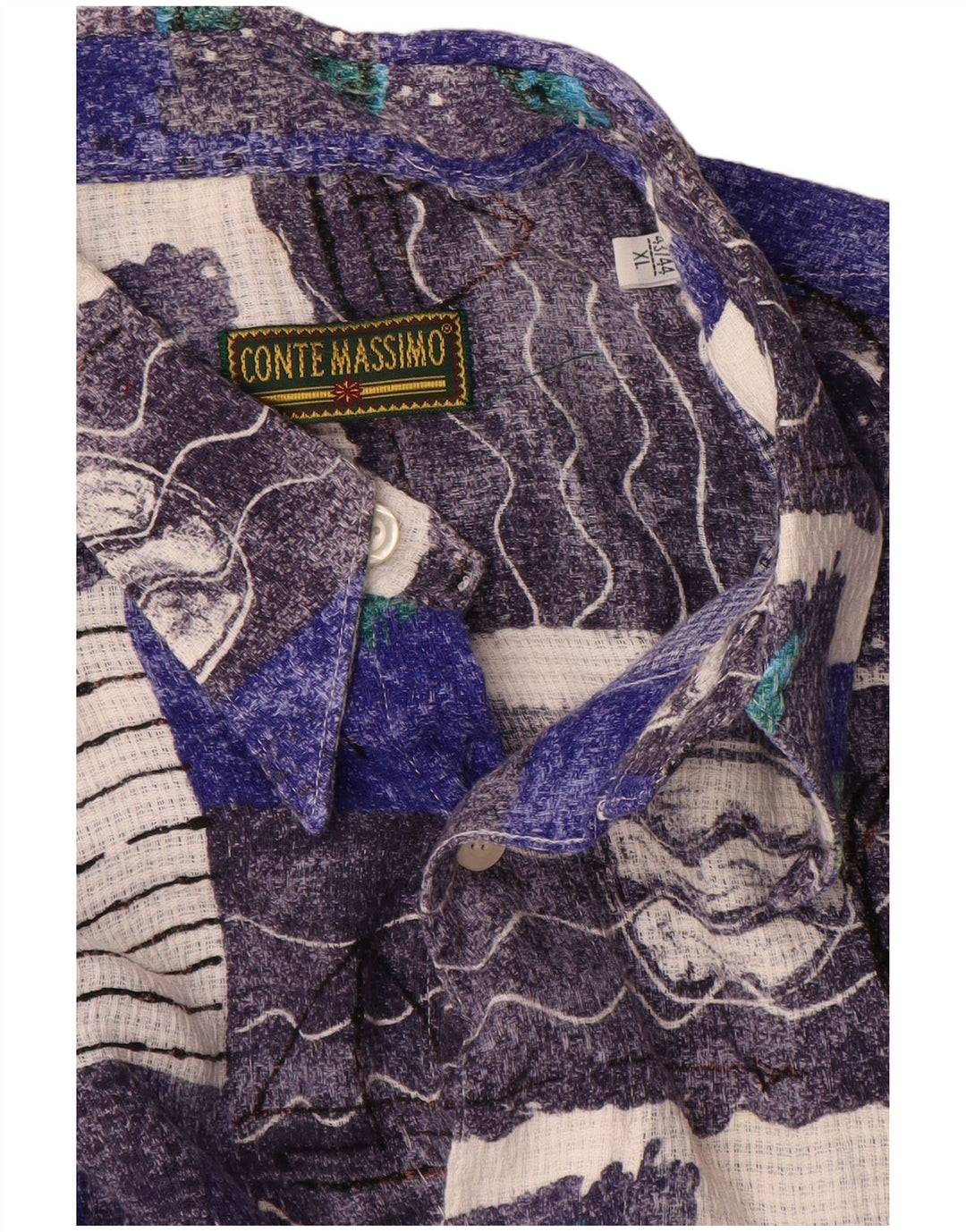 Conte Massimo Camicia da uomo a maniche corte con motivo astratto taglia 43/44 XL Blu