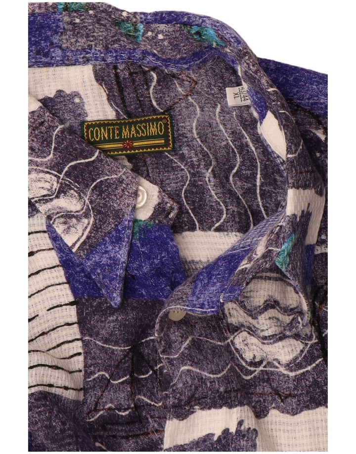 Conte Massimo Camicia da uomo a maniche corte con motivo astratto taglia 43/44 XL Blu
