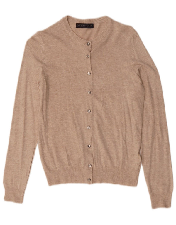 Maglione cardigan corto da donna Marks & Spencer UK 12 rosa medio chiazzato
