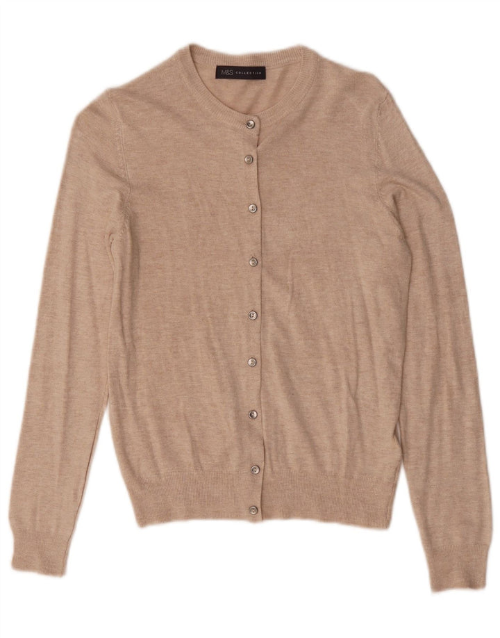 Maglione cardigan corto da donna Marks & Spencer UK 12 rosa medio chiazzato
