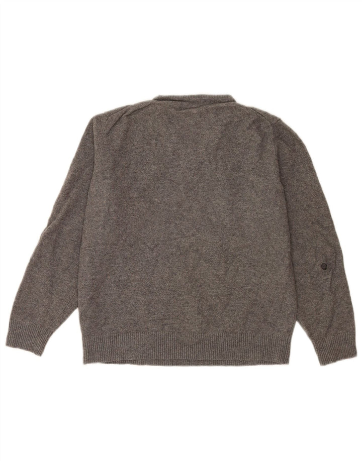 Massimo Dutti Maglione da donna con scollo a V grande in lana grigia