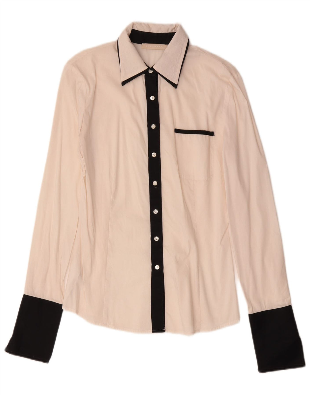 Camicia da donna Stefanel UK 10 Small Cotone color block bianco sporco