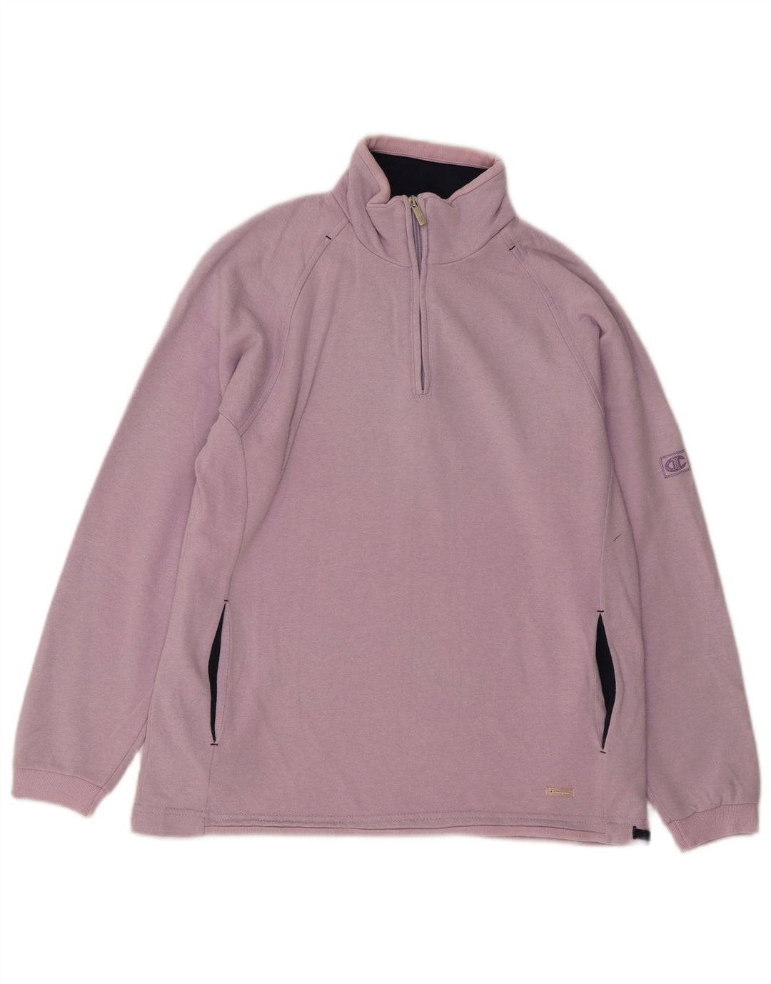 Felpa Champion da uomo con collo con zip, maglione piccolo, cotone viola