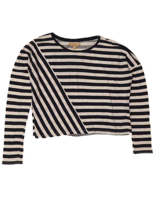 Top corto oversize da donna Zara a maniche lunghe UK 10 piccolo cotone a righe nere