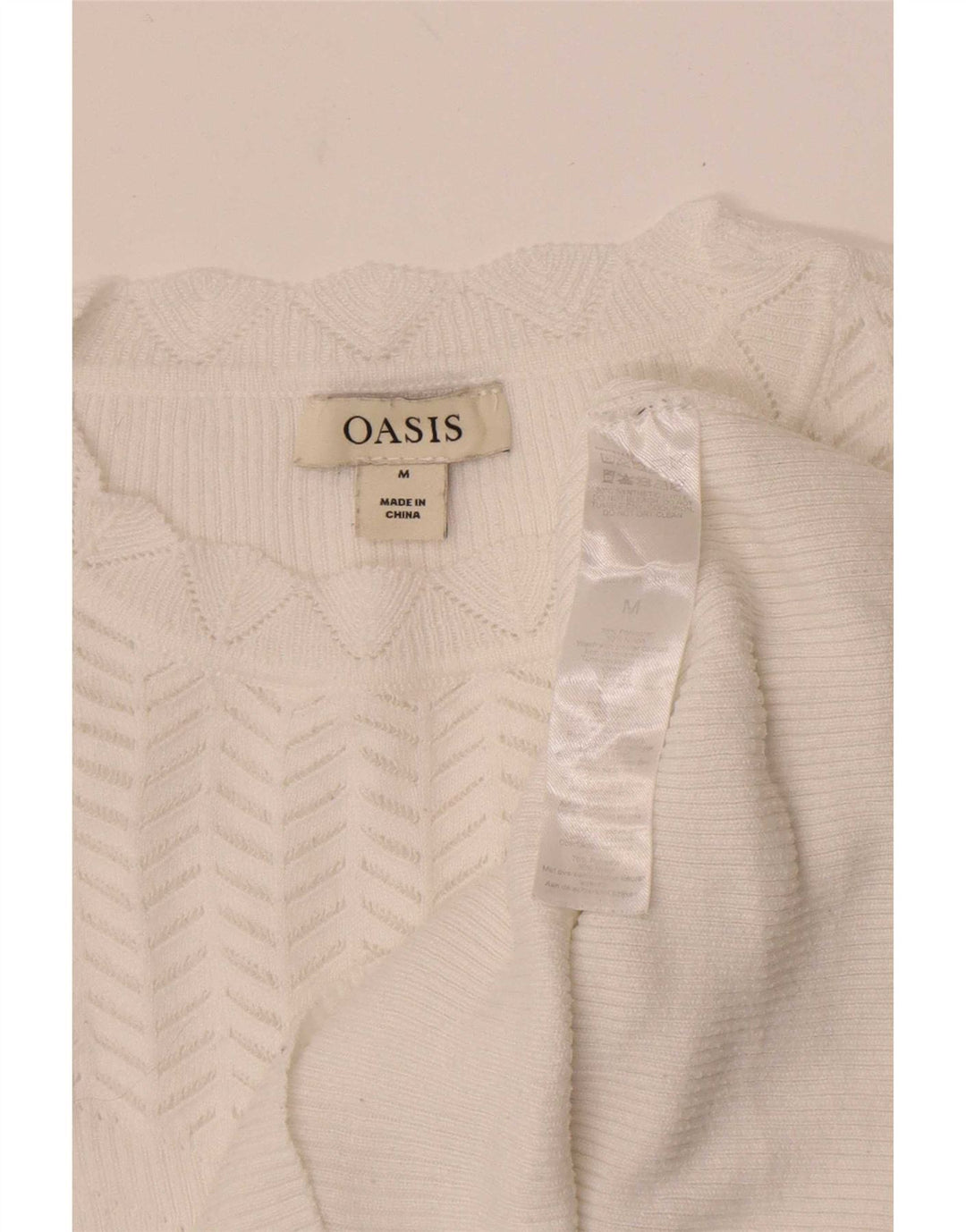 Maglione maglione girocollo da donna Oasis UK 12 Poliestere bianco medio