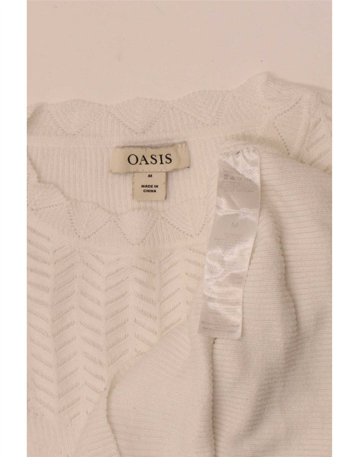 Maglione maglione girocollo da donna Oasis UK 12 Poliestere bianco medio