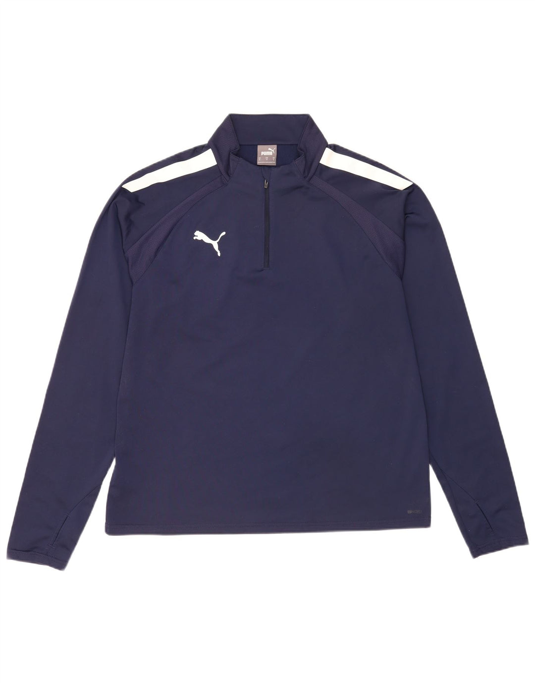 Puma Uomo Zip Neck Pullover Tuta Top XL Blu Navy Colourblock