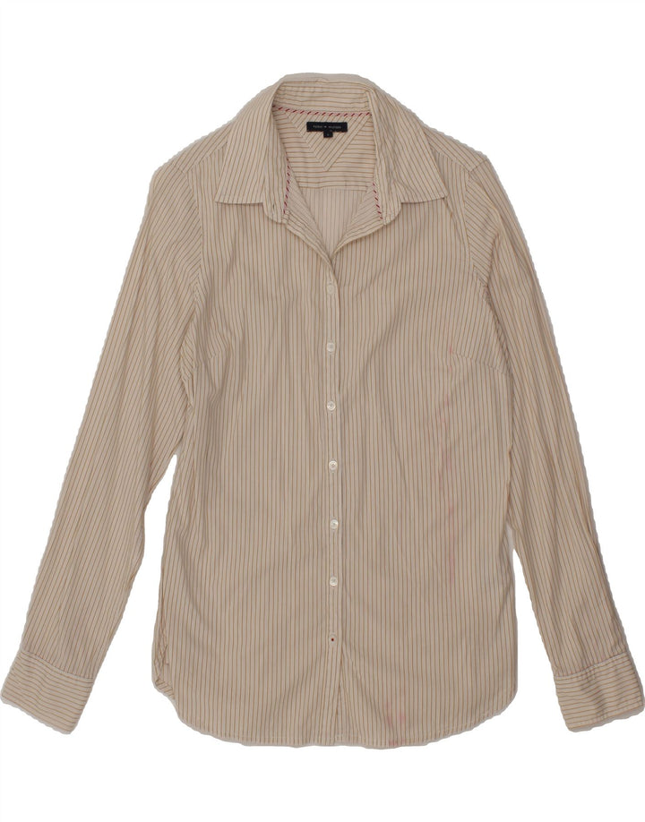 TOMMY HILFIGER Womens Shirt US 6 Medium Beige Striped Cotton Vintage Tommy Hilfiger and Second-Hand Tommy Hilfiger from Messina Hembry 