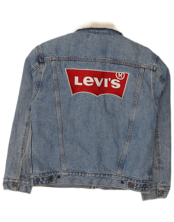Giacca in denim Sherpa grafica da donna Levi's UK 10 piccola in cotone blu