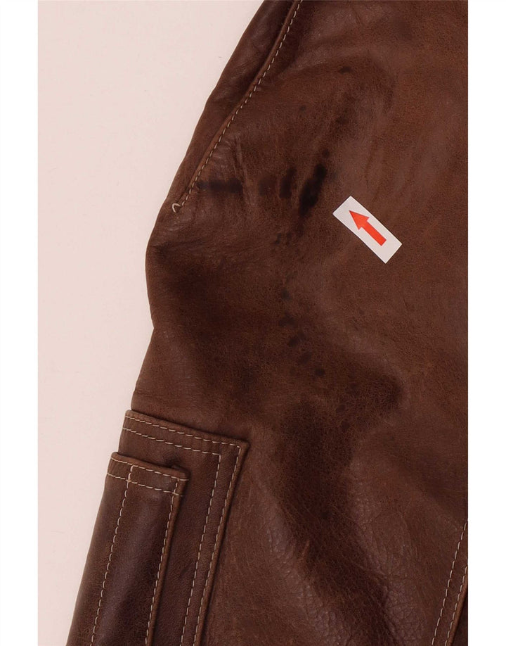 Giubbotto bomber in pelle vintage da uomo IT 52 2XL Marrone