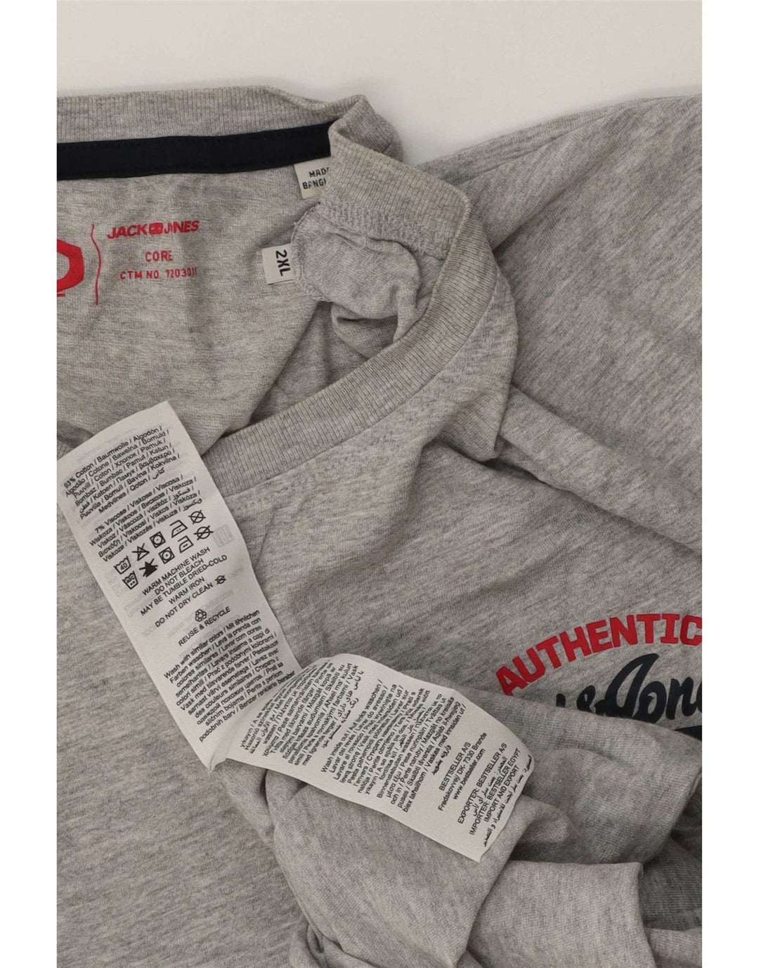 T-shirt da uomo Jack & Jones Top 2XL cotone grigio