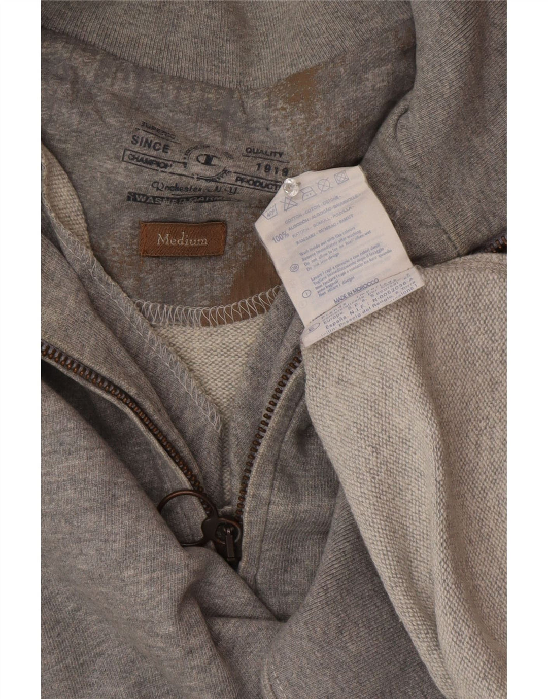 Felpa Champion da uomo con zip e collo, in cotone grigio medio