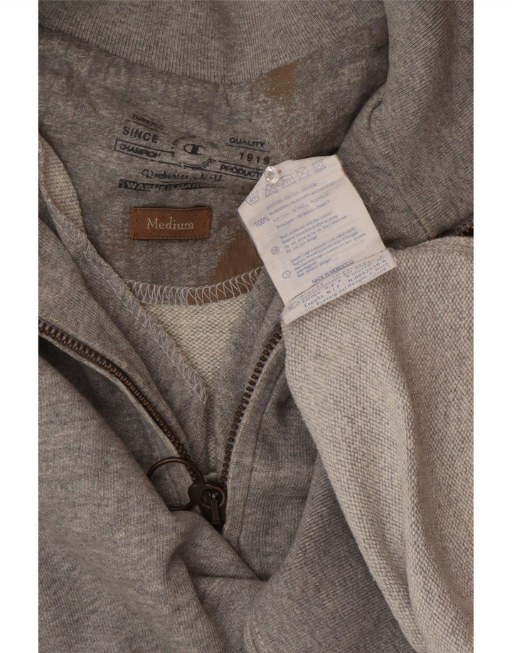 Felpa Champion da uomo con zip e collo, in cotone grigio medio