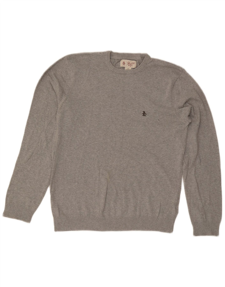 Maglione da uomo girocollo Penguin, grande cotone grigio