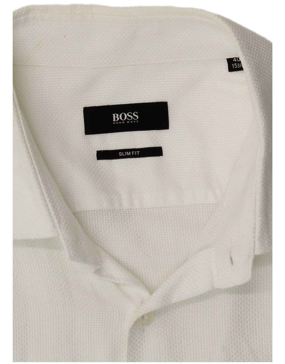 Camicia slim fit da uomo Hugo Boss taglia 40 15 3/4 cotone bianco medio