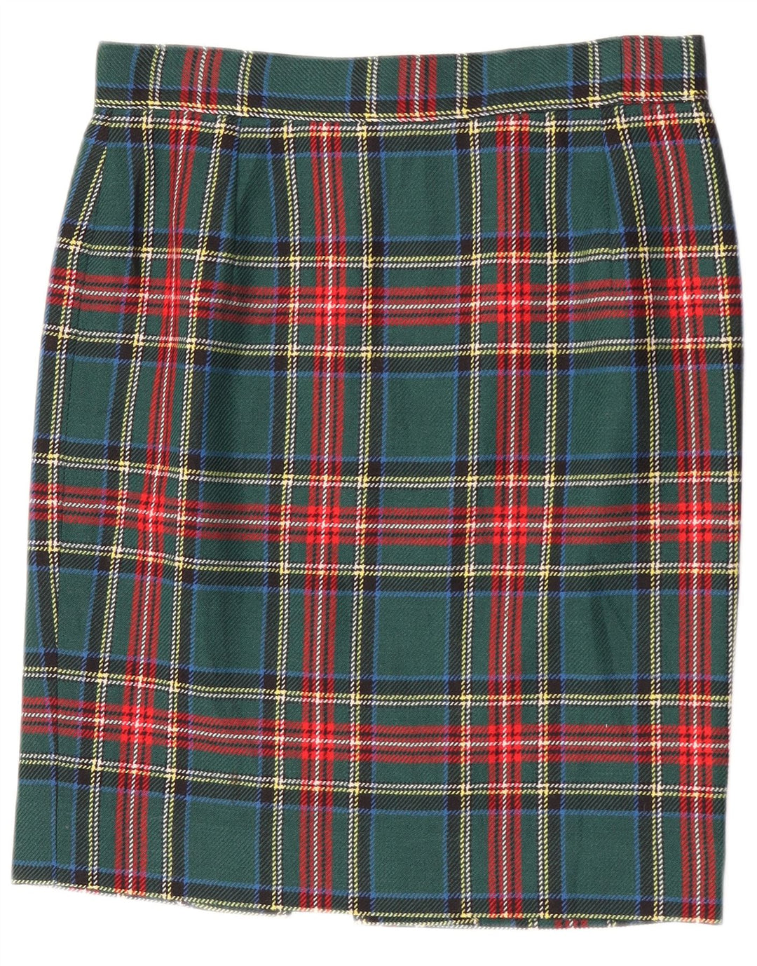 Gonna a tubino vintage da donna W30 scozzese verde medio