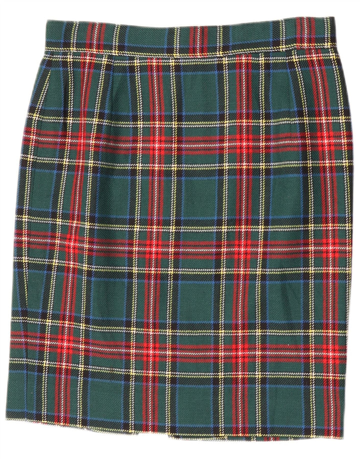Gonna a tubino vintage da donna W30 scozzese verde medio