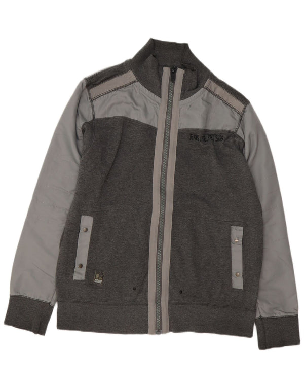 Giacca da ginnastica da uomo con grafica Jack & Jones XL in cotone color block grigio