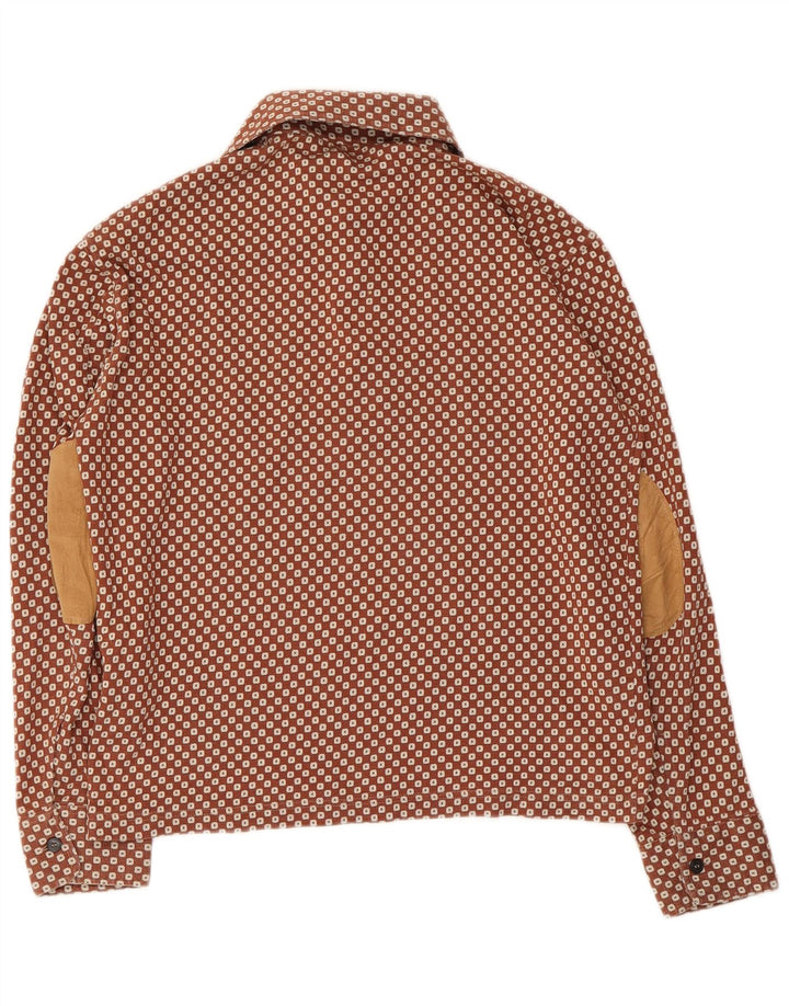 Camicia pullover da donna Daniele Alessandrini UK 16 Large Marrone geometrica