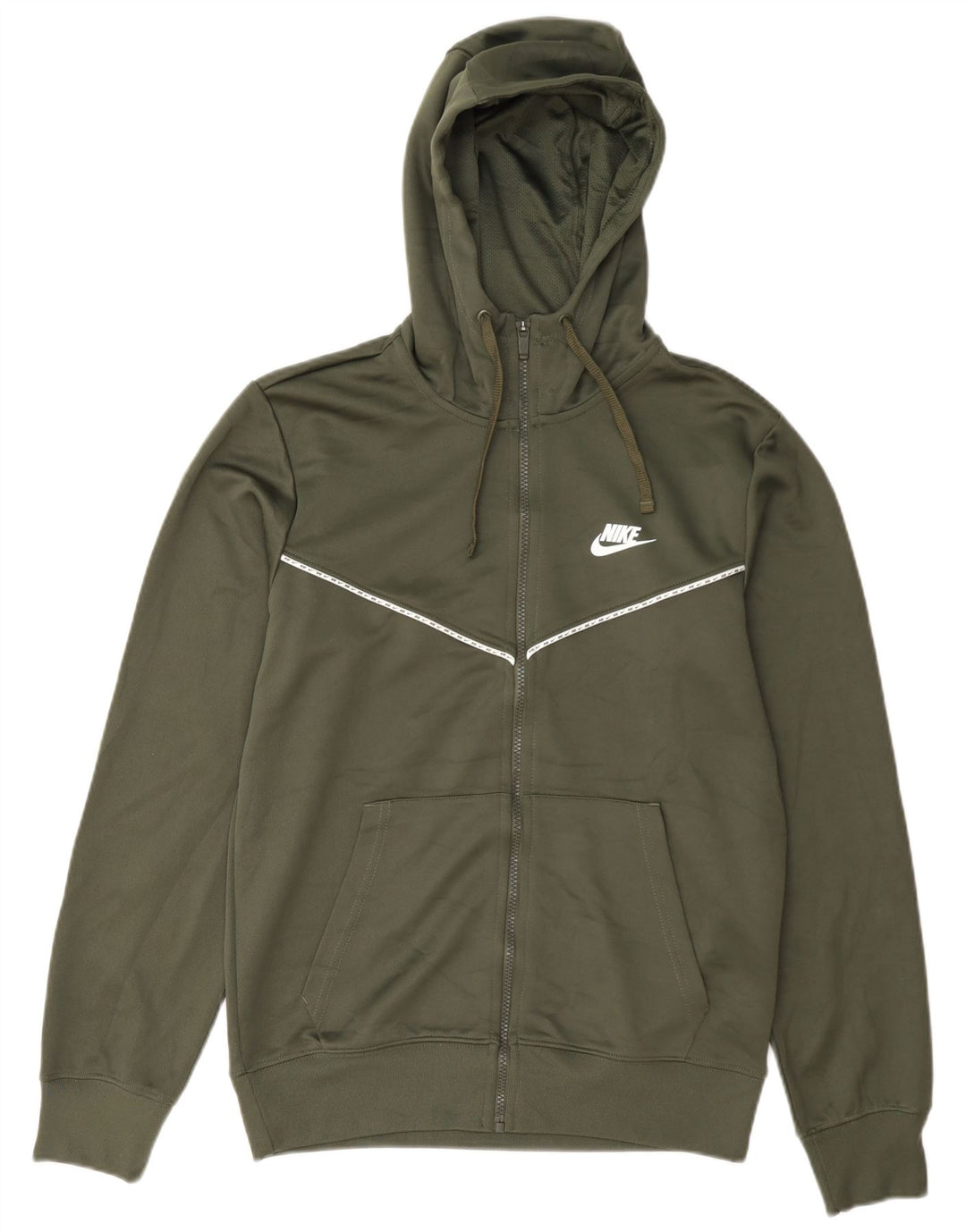 Felpa con cappuccio e zip Nike da uomo piccola in poliestere verde