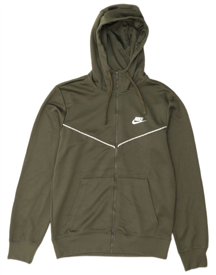 Felpa con cappuccio e zip Nike da uomo piccola in poliestere verde