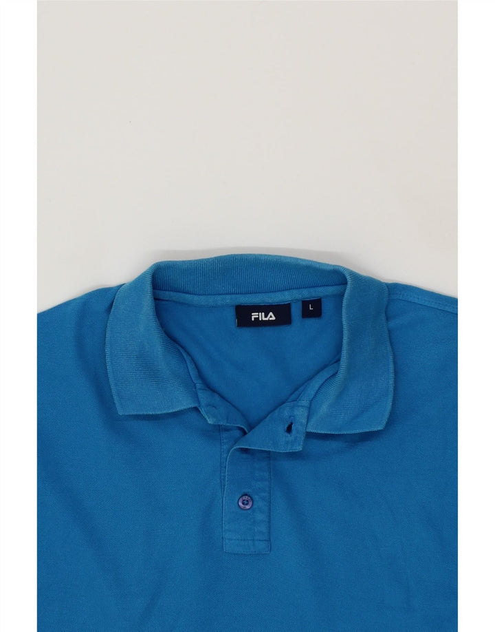 FILA Mens Polo Shirt Large Blue Cotton Vintage Fila and Second-Hand Fila from Messina Hembry 