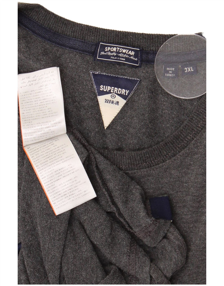 T-shirt grafica da uomo SUPERDRY Top 3XL cotone grigio