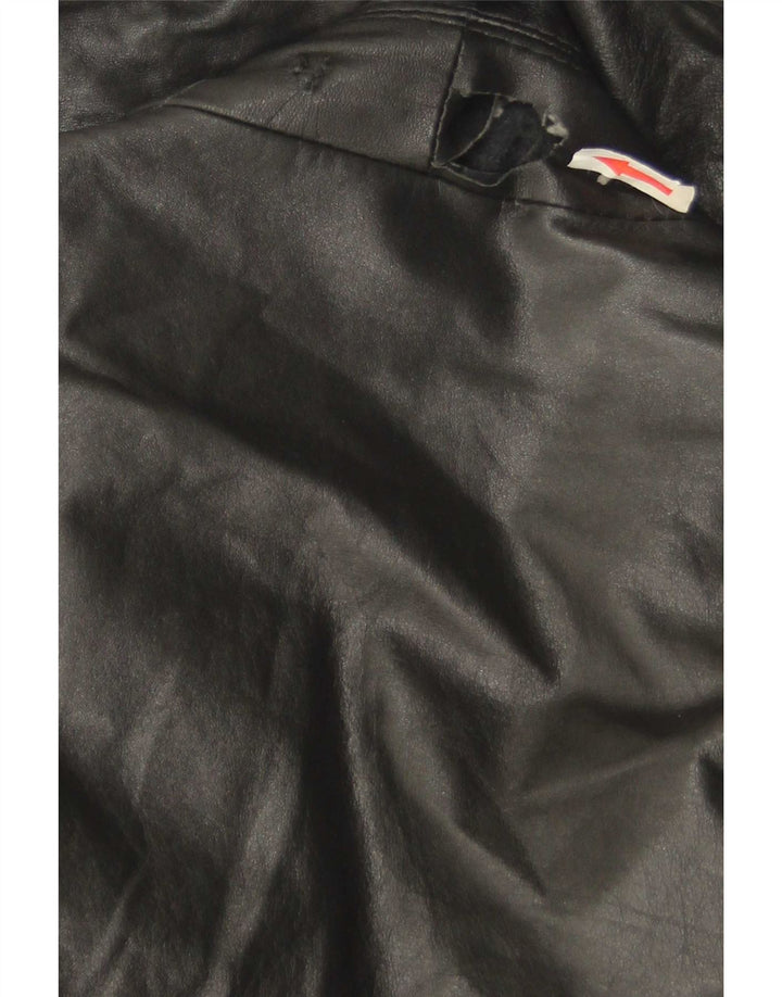 Cappotto in pelle vintage da uomo EU 46 piccolo nero
