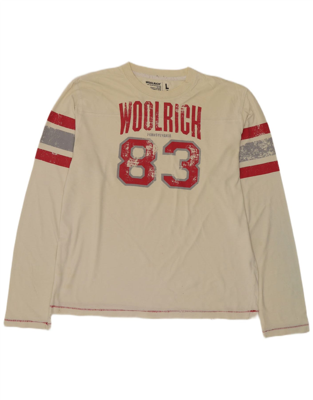 Woolrich Top grafico da uomo a maniche lunghe in cotone beige grande