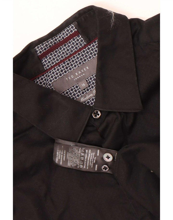 Ted Baker Camicia formale da uomo dal taglio moderno taglia 16 grande in cotone nero
