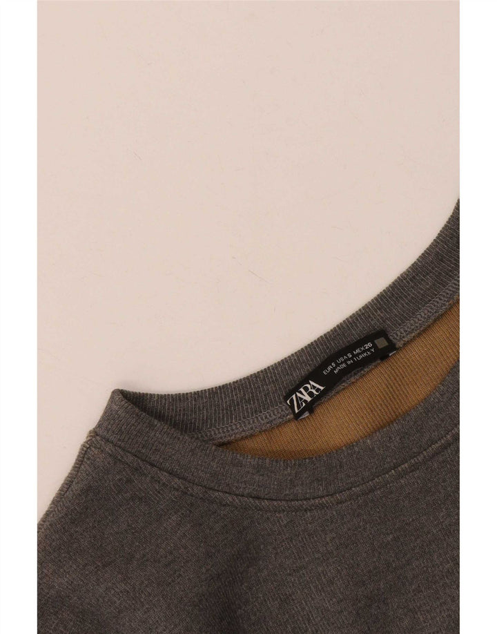 Top corto da donna Zara a maniche lunghe UK 10 piccolo grigio