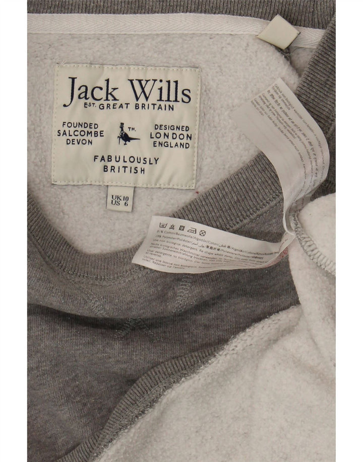 Felpa oversize da donna Jack Wills UK 10 piccolo cotone grigio